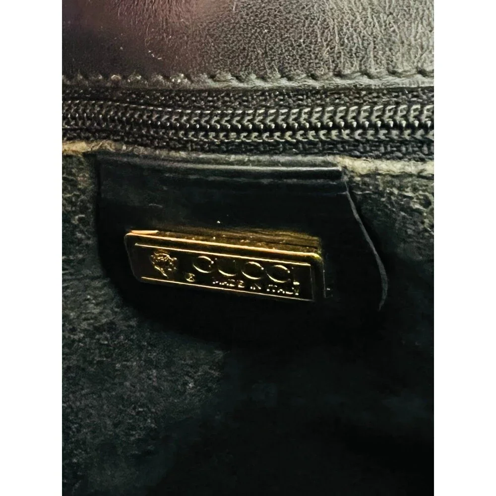 Vintage Gucci Black Monogram Canvas & Leather Shoulder Bag - Picture 9 of 11